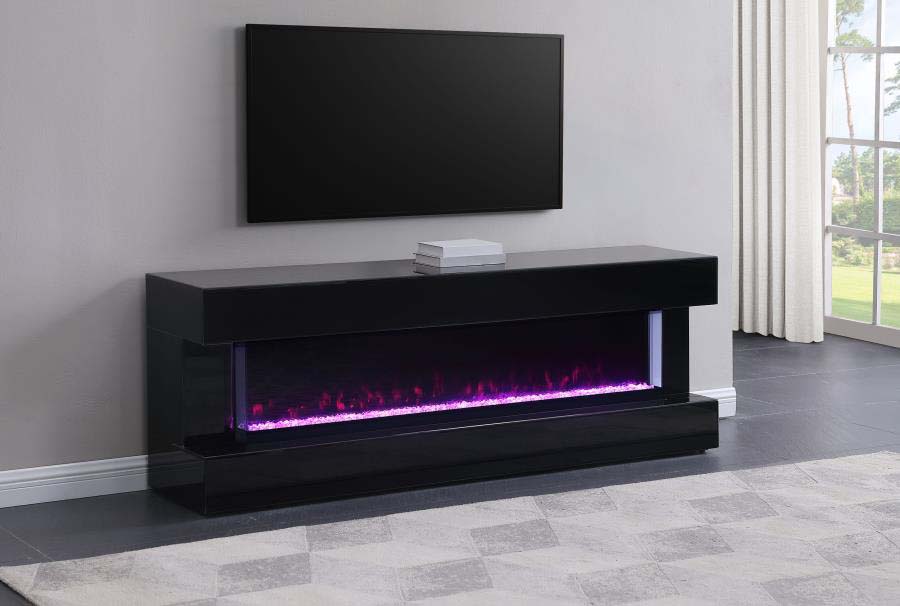 Vallerie Black TV Stand with Visual Flame by Coaster