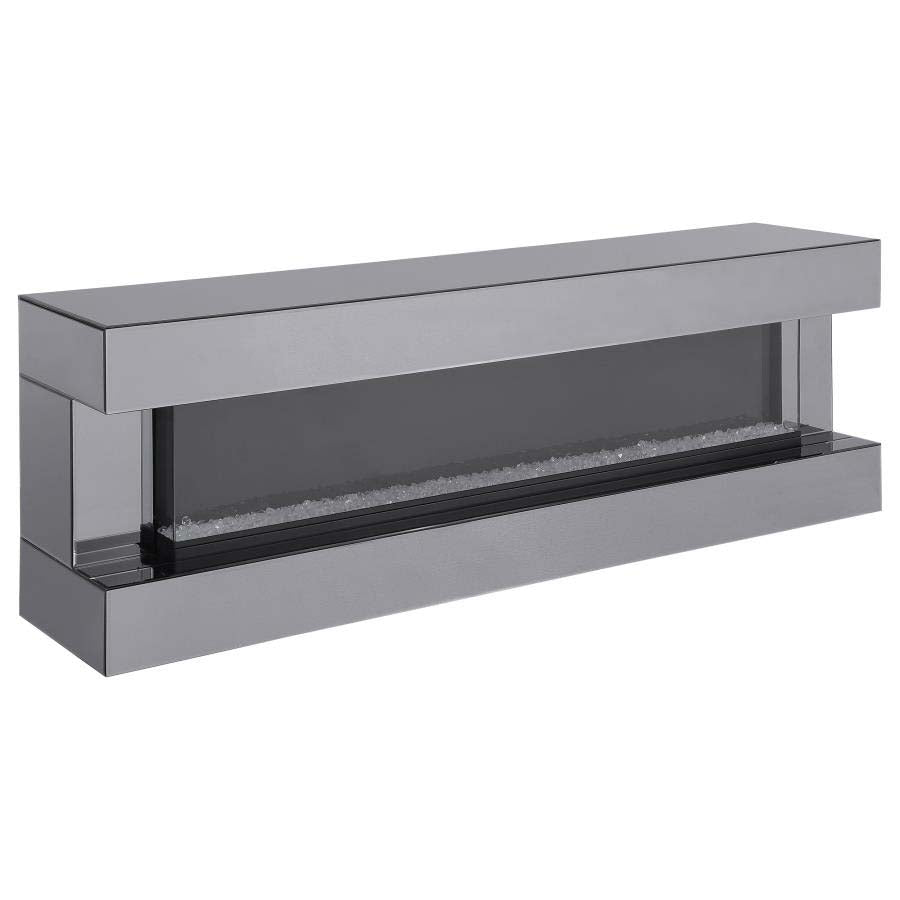 Vallerie Grey Mirror TV Stand with Visual Flame by Coaster