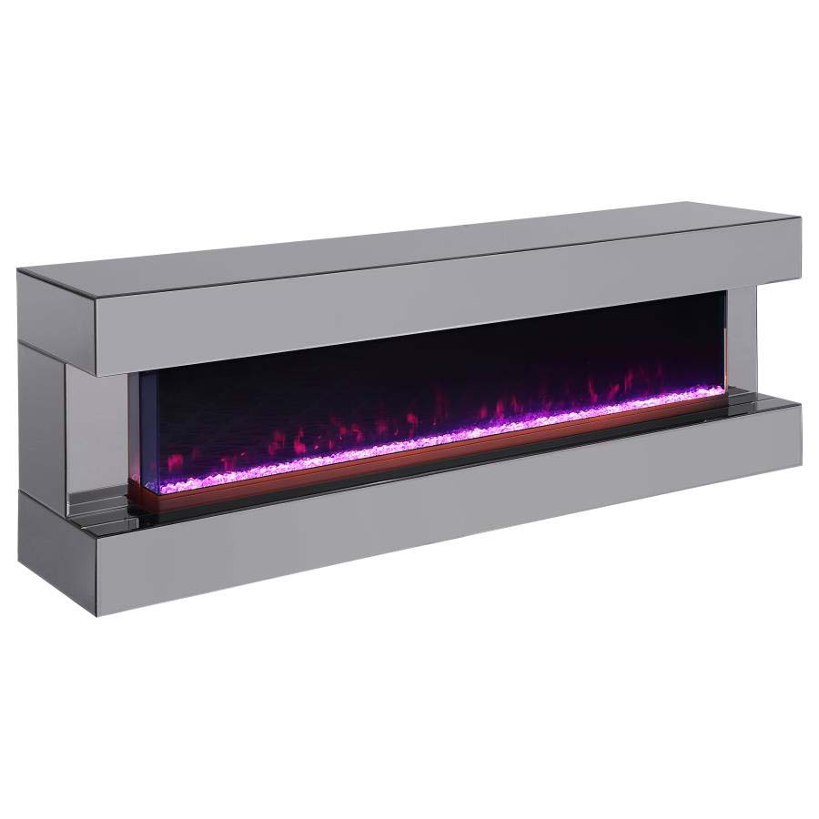 Vallerie Grey Mirror TV Stand with Visual Flame by Coaster