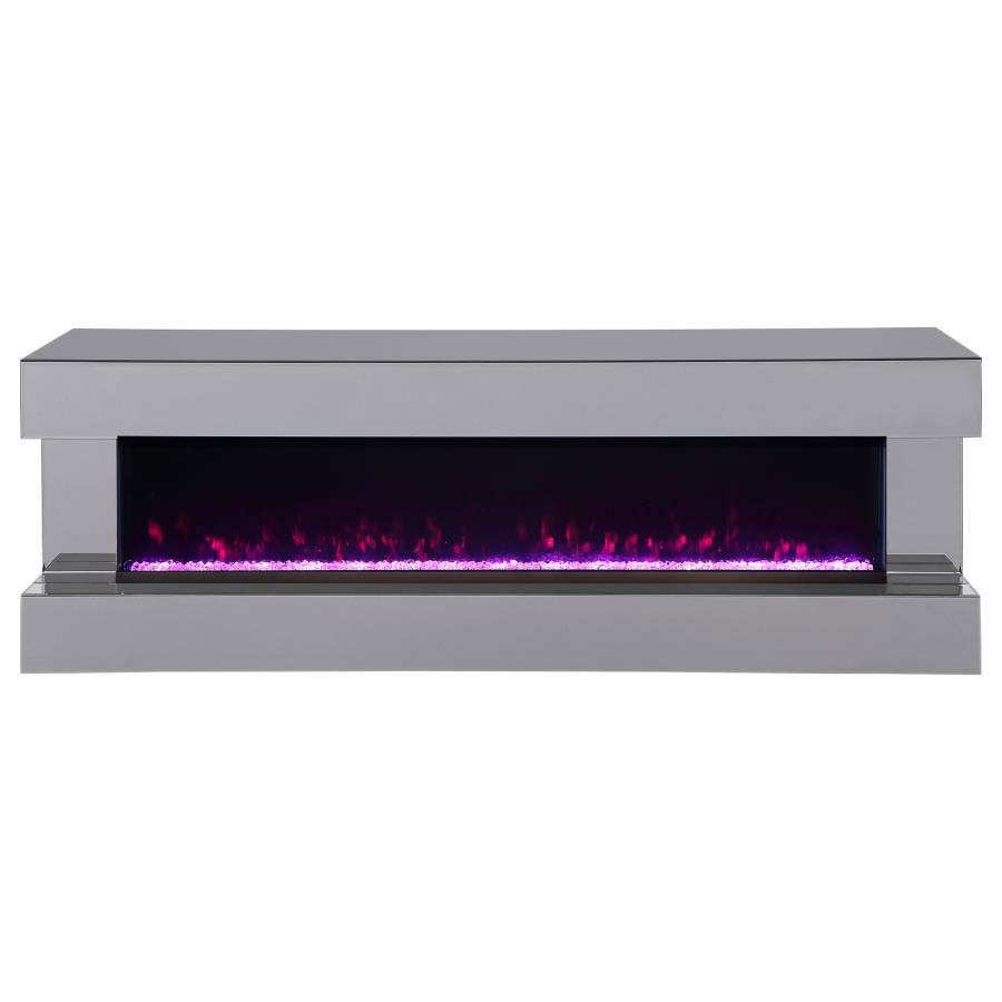 Vallerie Grey Mirror TV Stand with Visual Flame by Coaster
