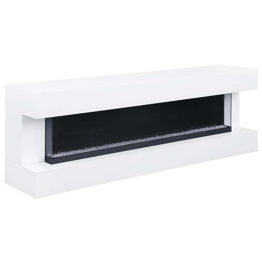 Vallerie White TV Stand with Visual Flame by Coaster