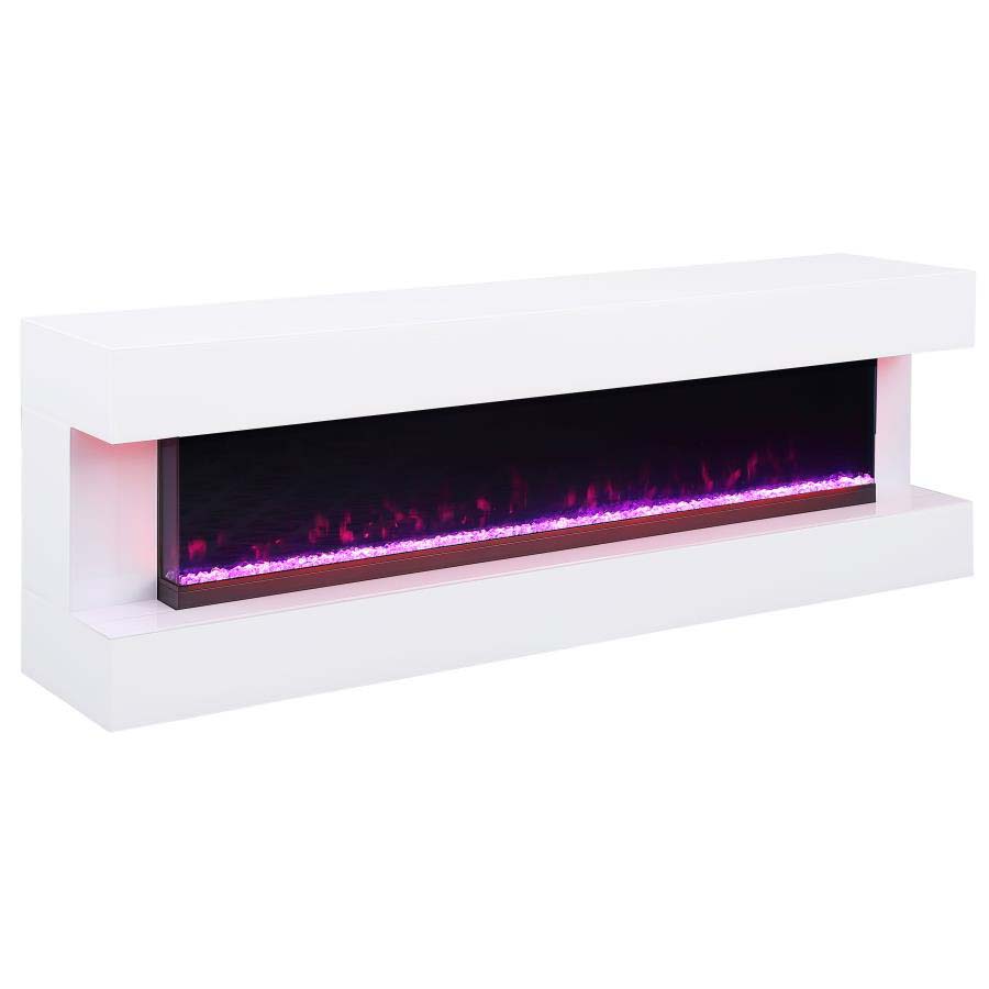 Vallerie White TV Stand with Visual Flame by Coaster
