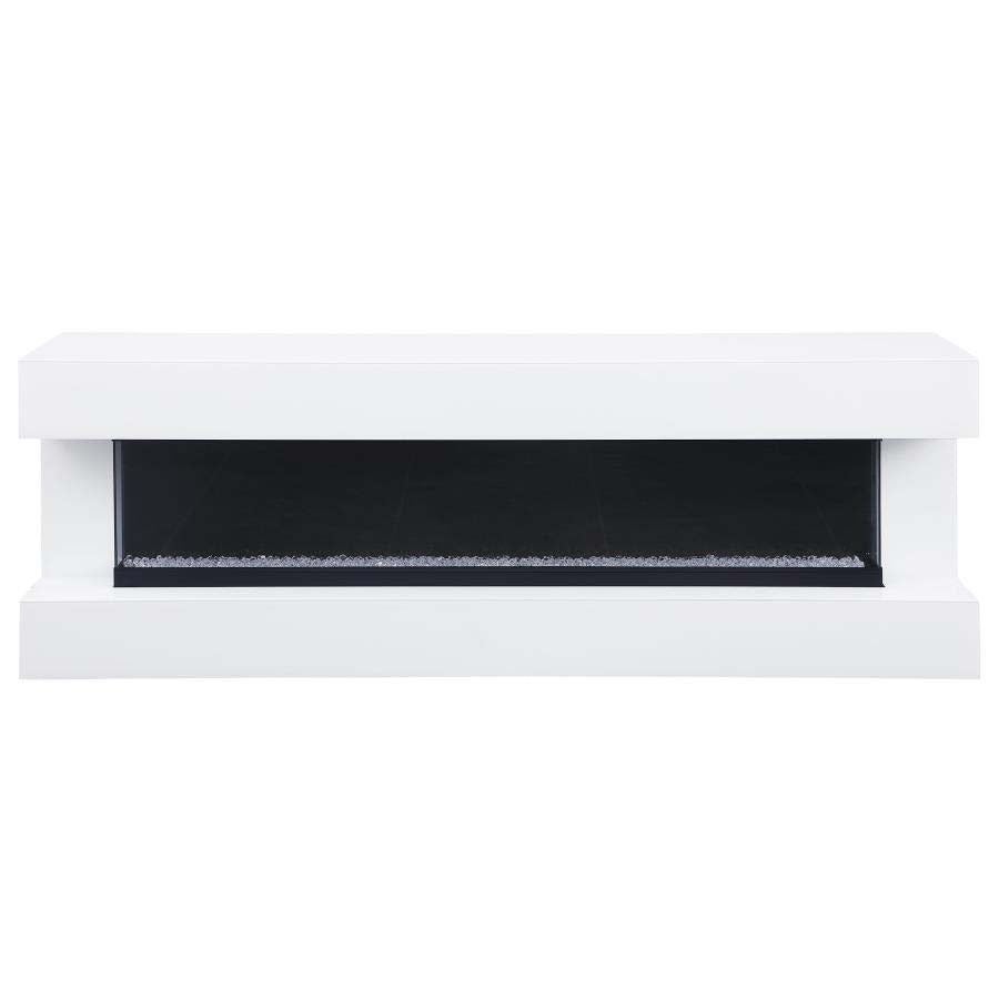 Vallerie White TV Stand with Visual Flame by Coaster