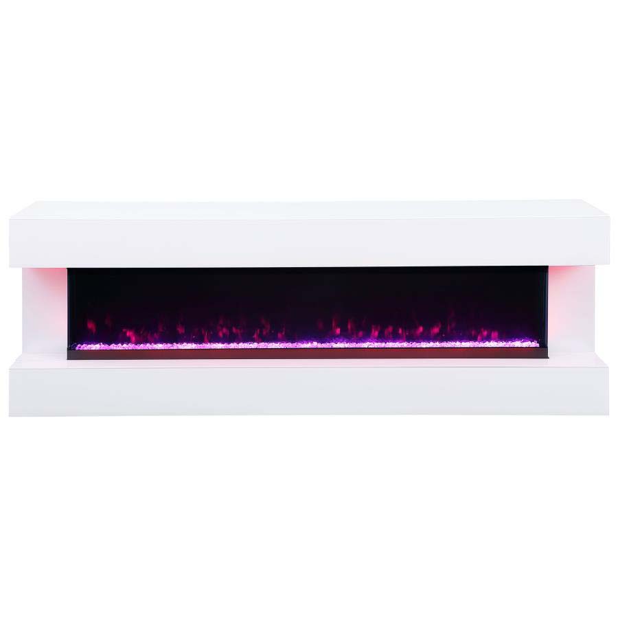 Vallerie White TV Stand with Visual Flame by Coaster