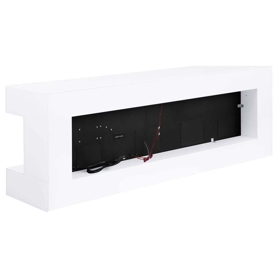 Vallerie White TV Stand with Visual Flame by Coaster