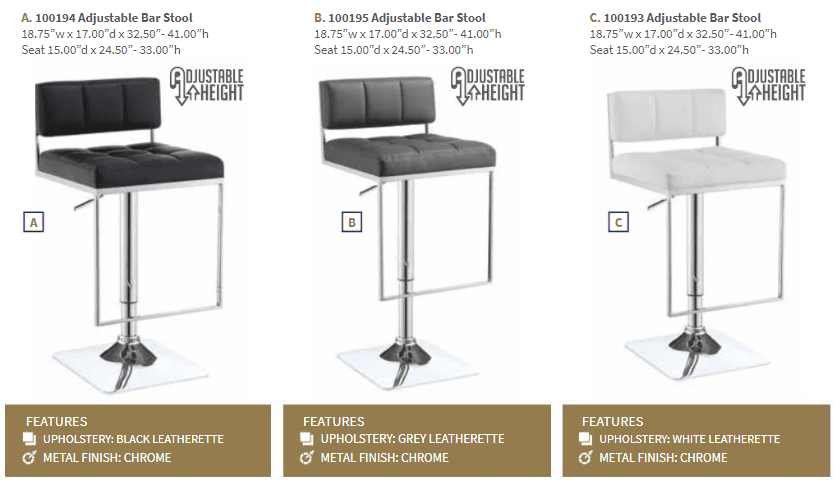 Alameda Black Bar Stool by Coaster (includes 1 Bar Stool)