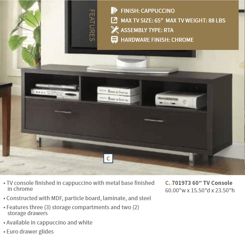 Casey Cappuccino TV Console (only) by Coaster