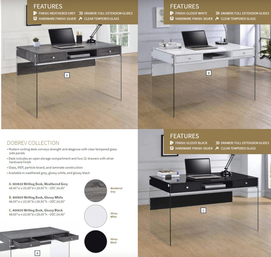 Dobrev Weathered Grey Desk by Coaster