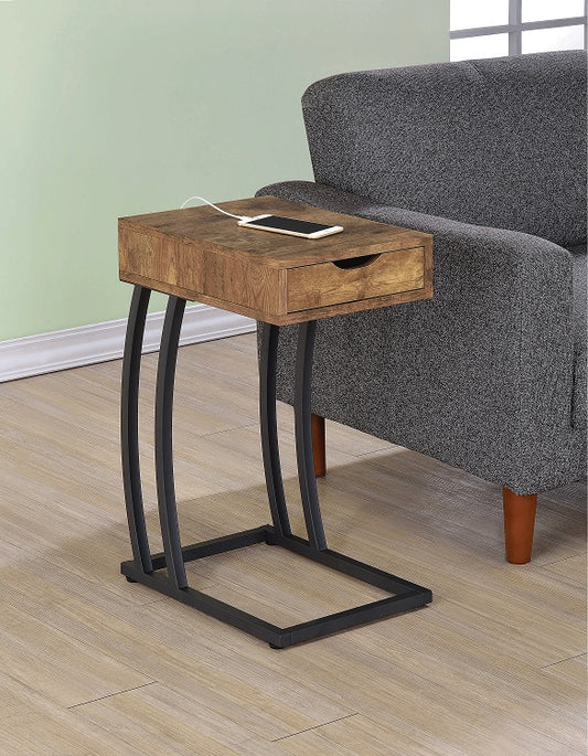 Troy Nutmeg Snack Table with Drawer by Coaster