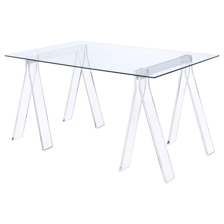 Amaturo Writing Desk with Glass Top Clear by Coaster