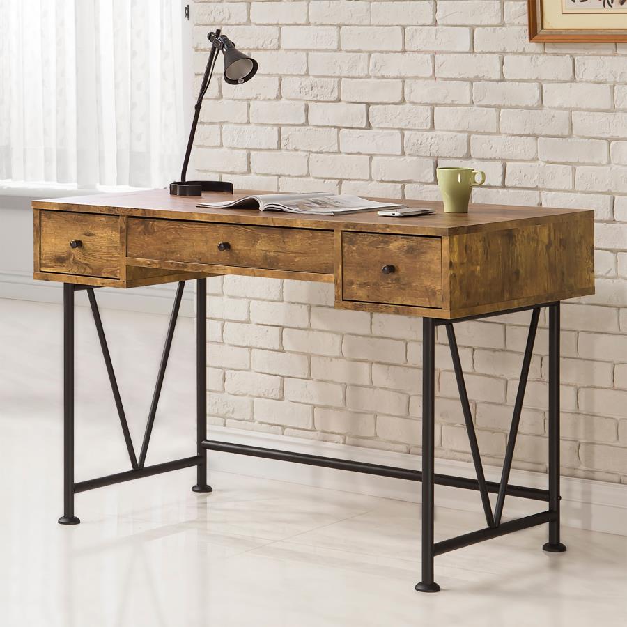 Analiese Antique Nutmeg 3-Drawer Writing Desk by Coaster