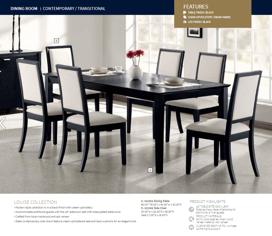 Louise Dining Set (table and 6 chairs) by Coaster