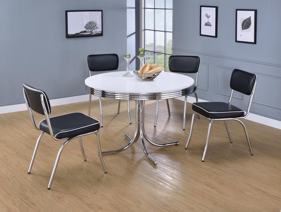 Retro Black Round Dining Sets (table and chairs) by Coaster