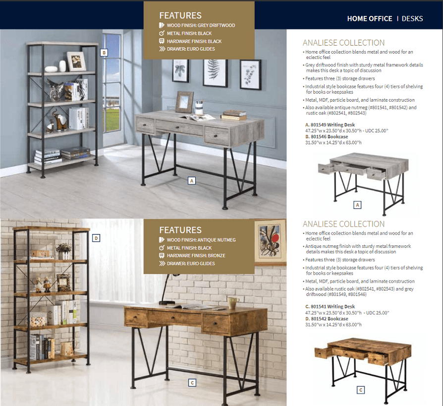 Analiese Grey Driftwood Bookcase by Coaster