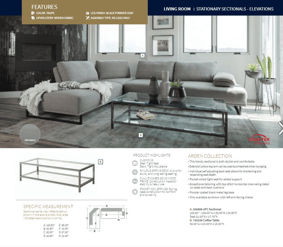 Arden Sectional by Coaster