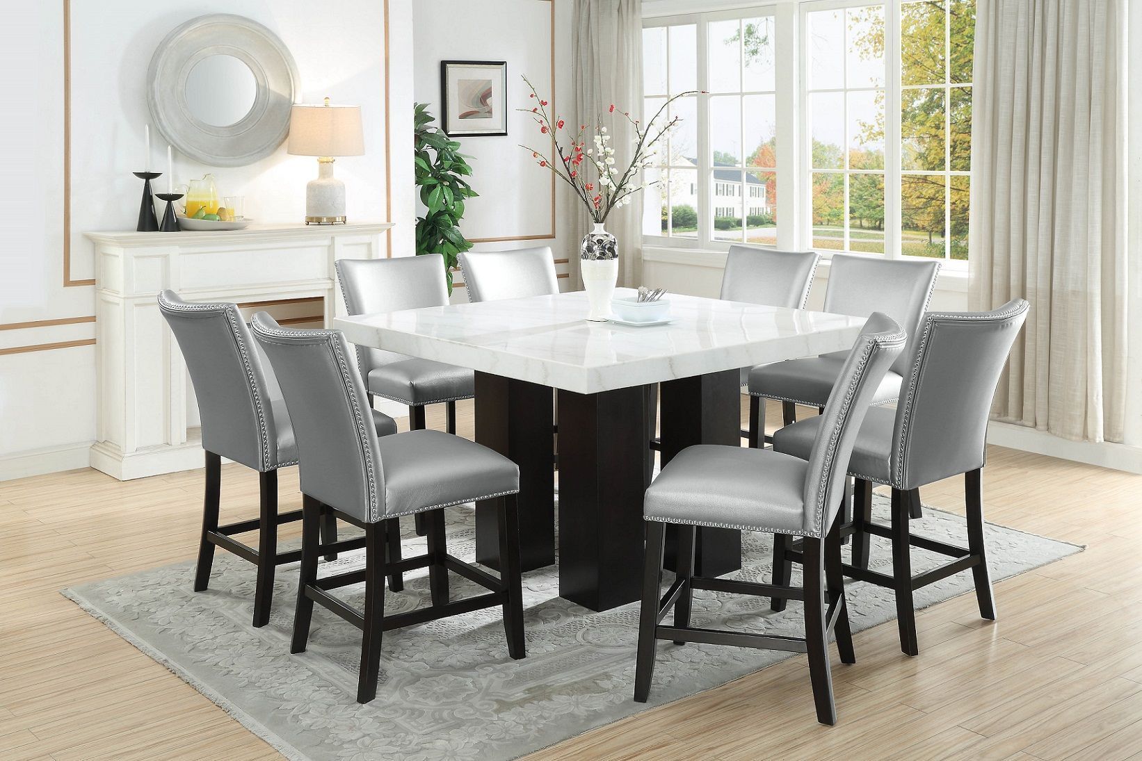 Camila Silver Counter Height Set (table and chairs) by Steve