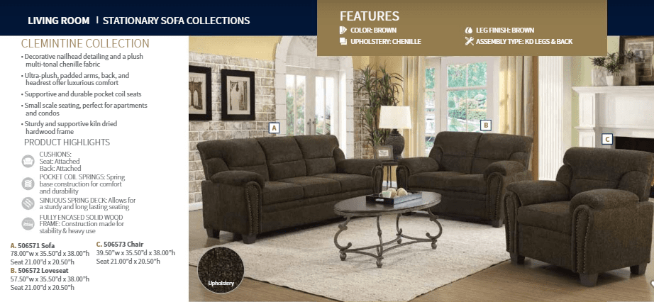 Clementine Brown Sofa and Love Seat by Coaster