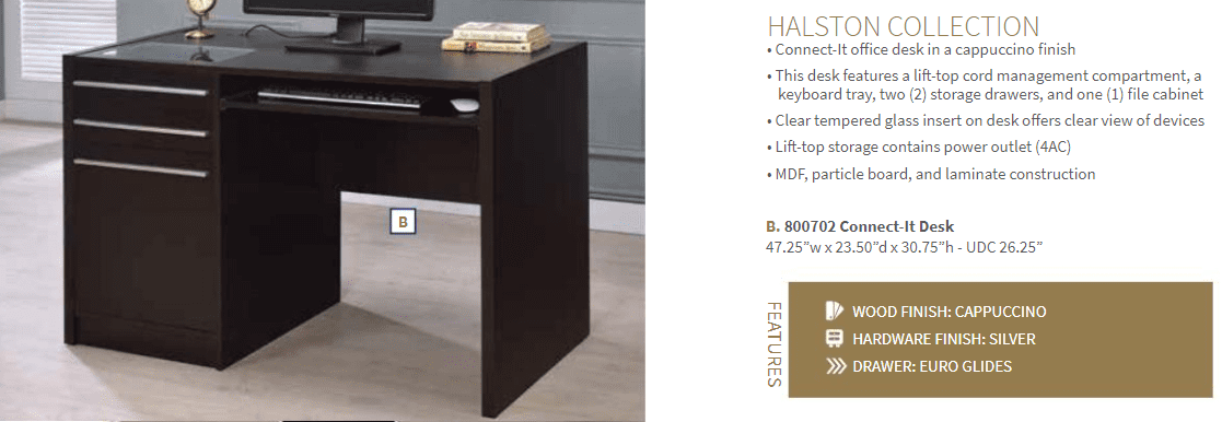 Halston 2-Drawer Desk by Coaster
