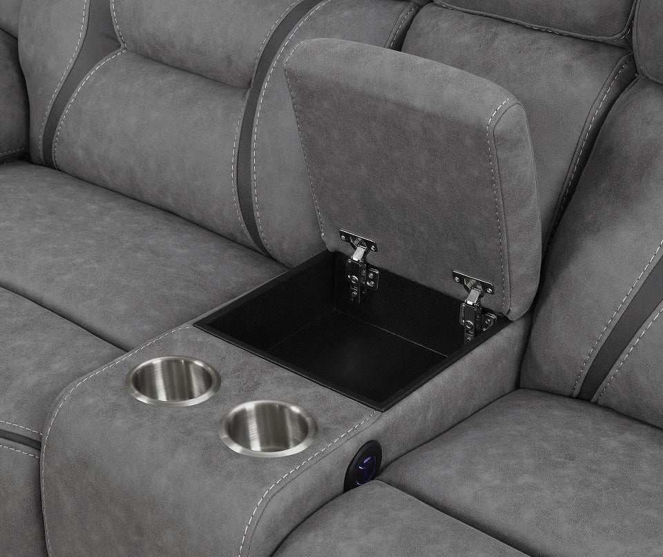 Higgins Grey Powered Reclining Sectional by Coaster