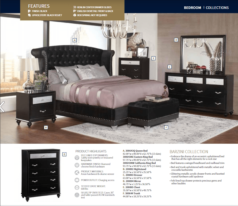 King Barzini Black Tufted Platform Bed Frame by Coaster