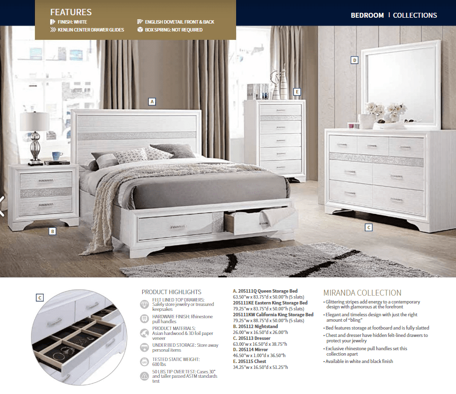 King Miranda White Platform Storage Bed Frame by Coaster