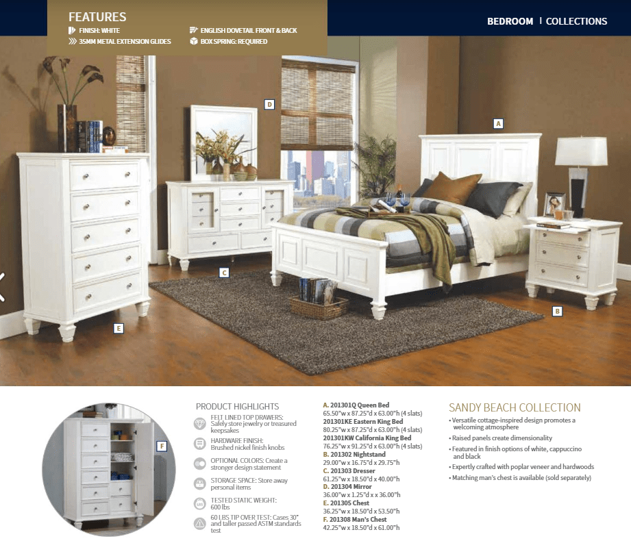 King Sandy Beach Cream Bed Frame by Coaster