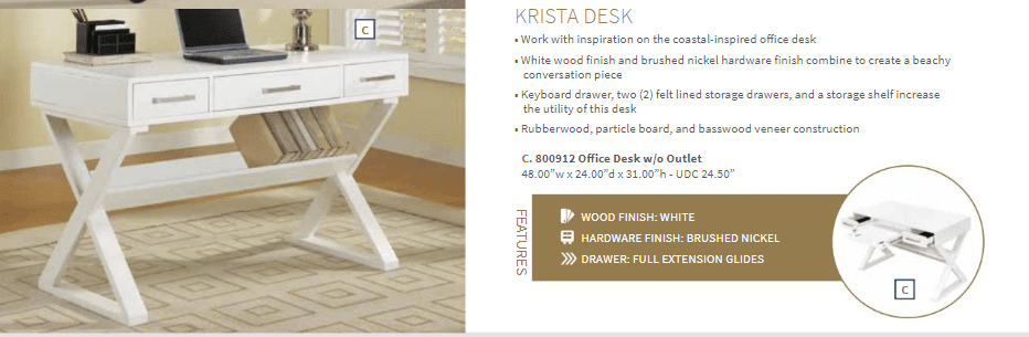 Krista Desk by Coaster