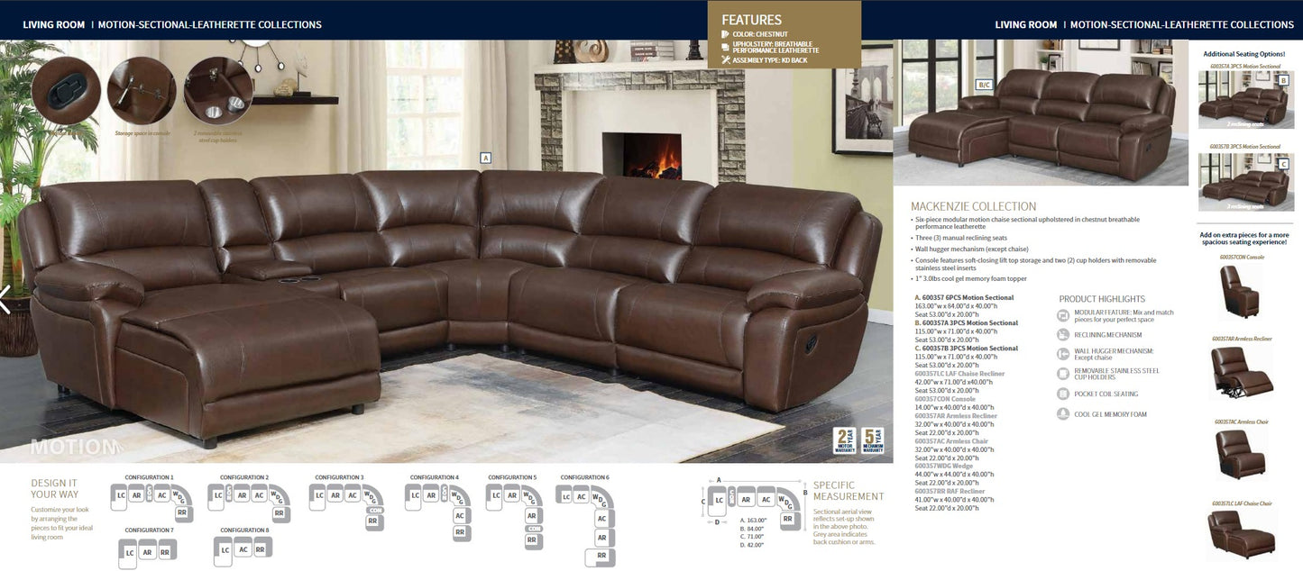 Mackenzie Reclining Sectional by Coaster
