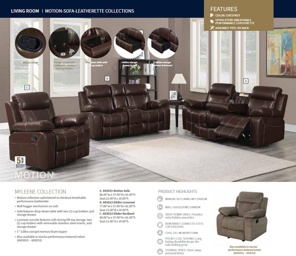 Myleene Reclining Sofa and Love Seat by Coaster