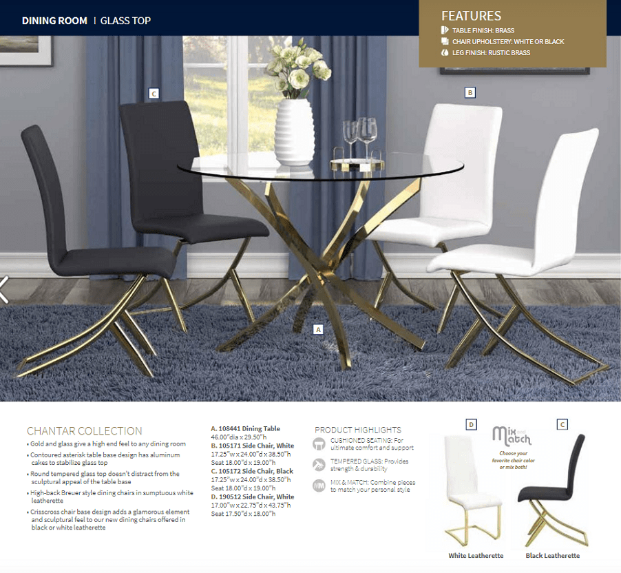 Carmelia Black Dining Chairs (includes 4 chairs) by Coaster