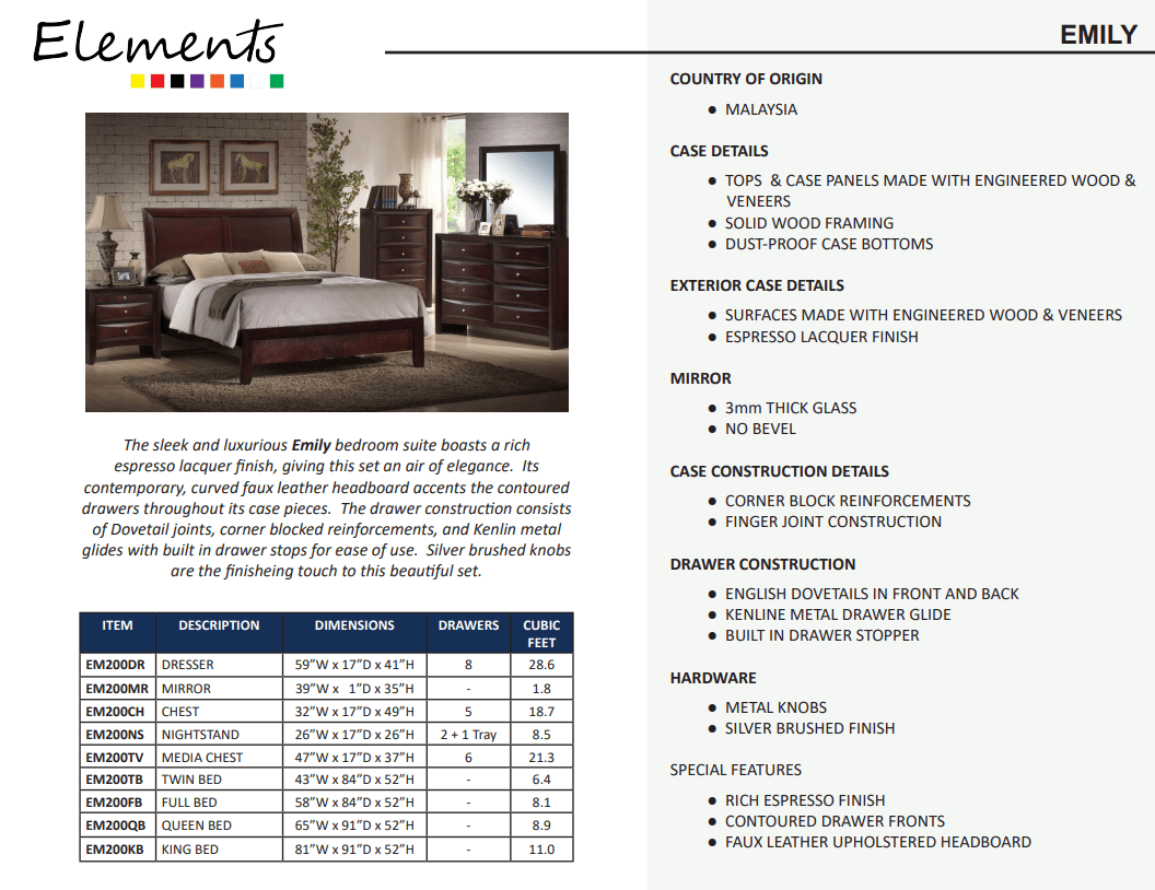 Queen Emily Bed Frame by Elements