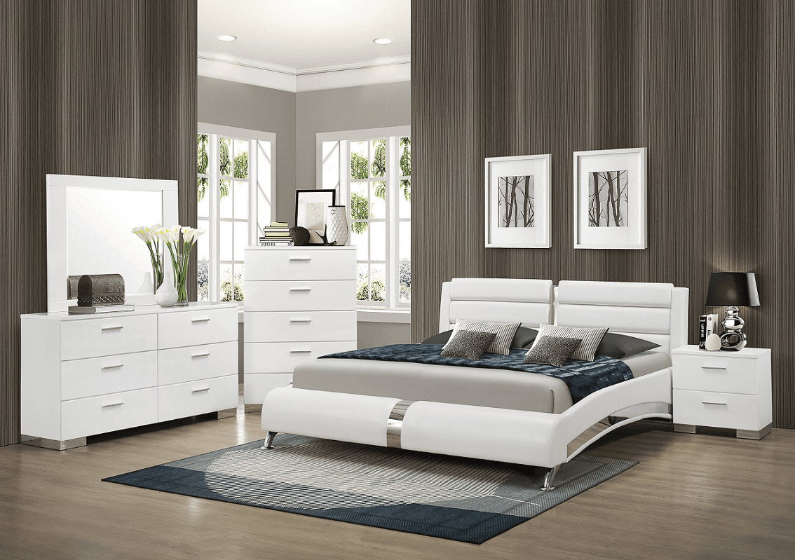 King Jeremaine White Platform Bed Frame by Coaster