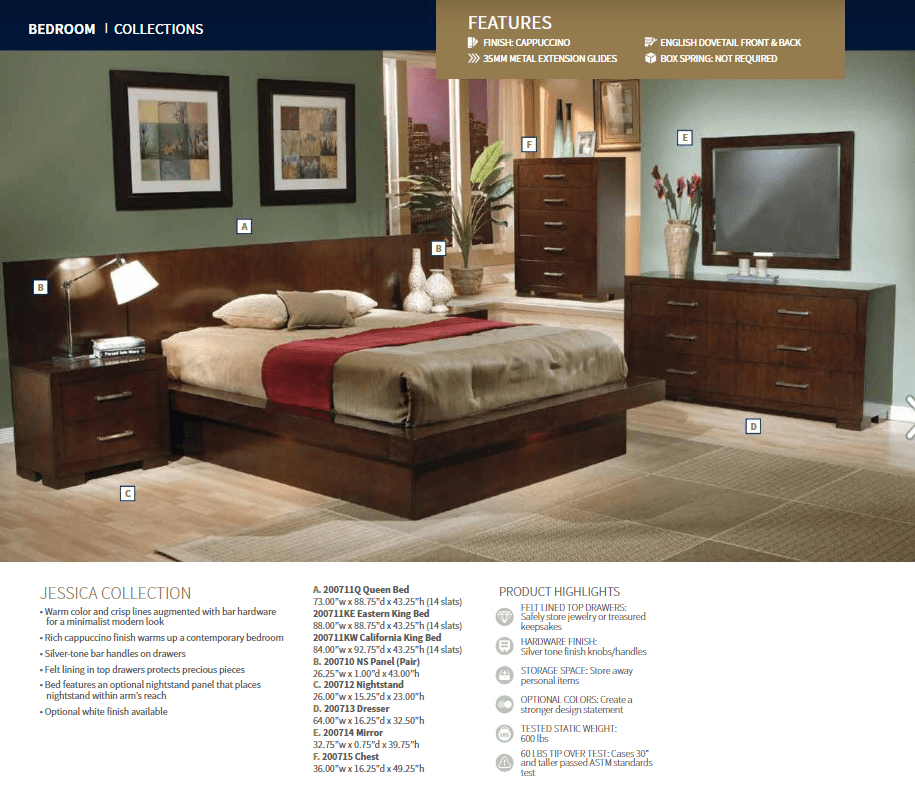 Queen Jessica Cappuccino LED Platform Bed Frame by Coaster