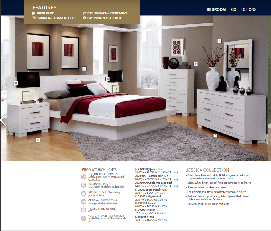 Queen Jessica White LED Platform Bed Frame by Coaster