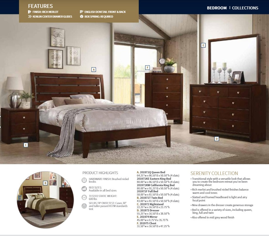 Queen Serenity Rich Merlot Bed Frame by Coaster