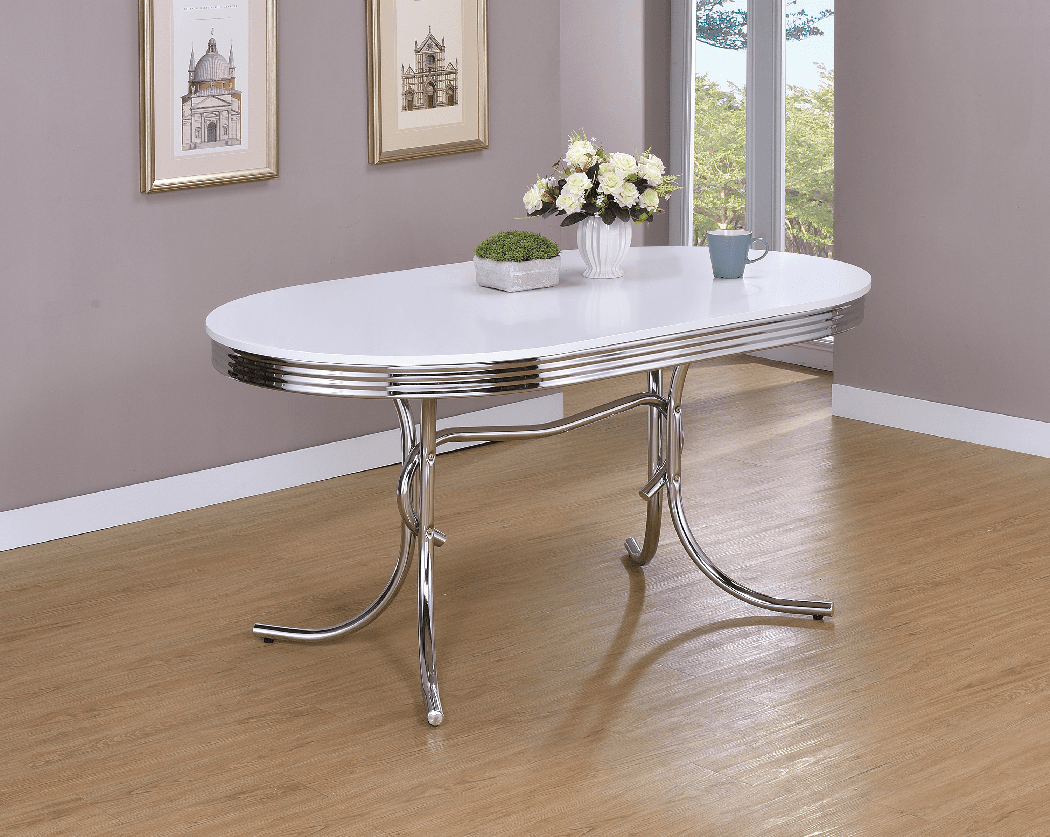 Retro Red Oval Dining Set (table and 4 chairs) by Coaster