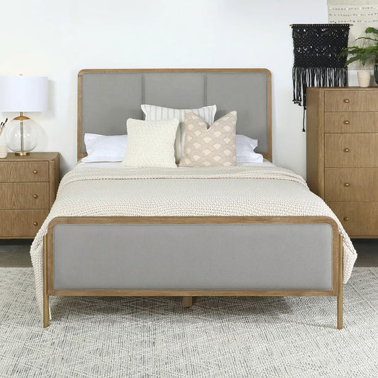Queen Arini Grey Upholstered Panel Bed by Coaster