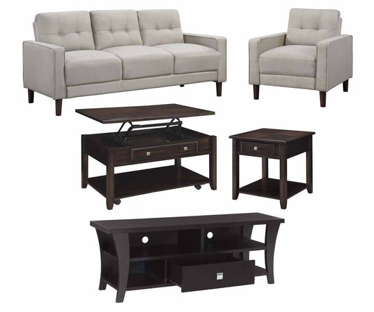 Bowen Sofa & Chair, Bradford Coffee Table & End Table, and Anita TV Stand Package Deal