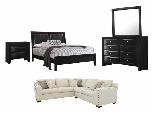 Briana Queen Bedroom Set with Aria Sectional Package Deal