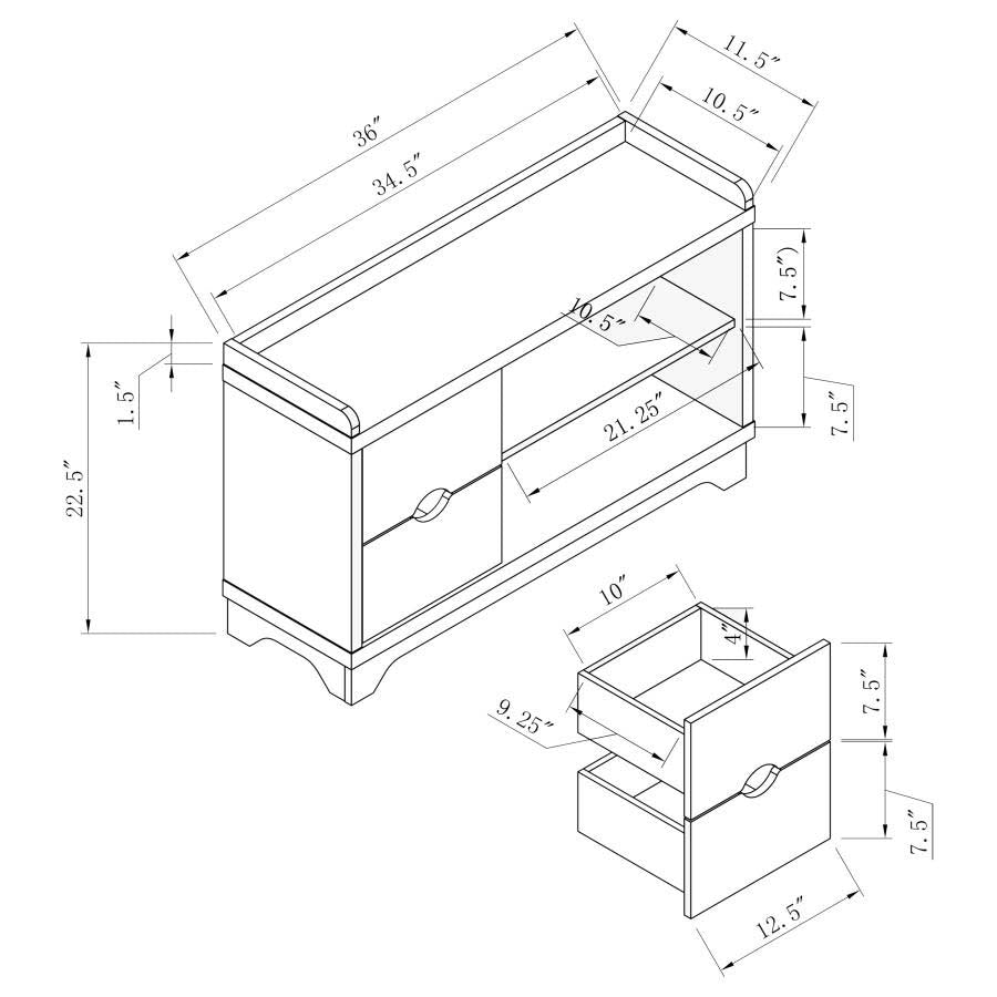 Aylin 2-Drawer Storage Bench by Coaster