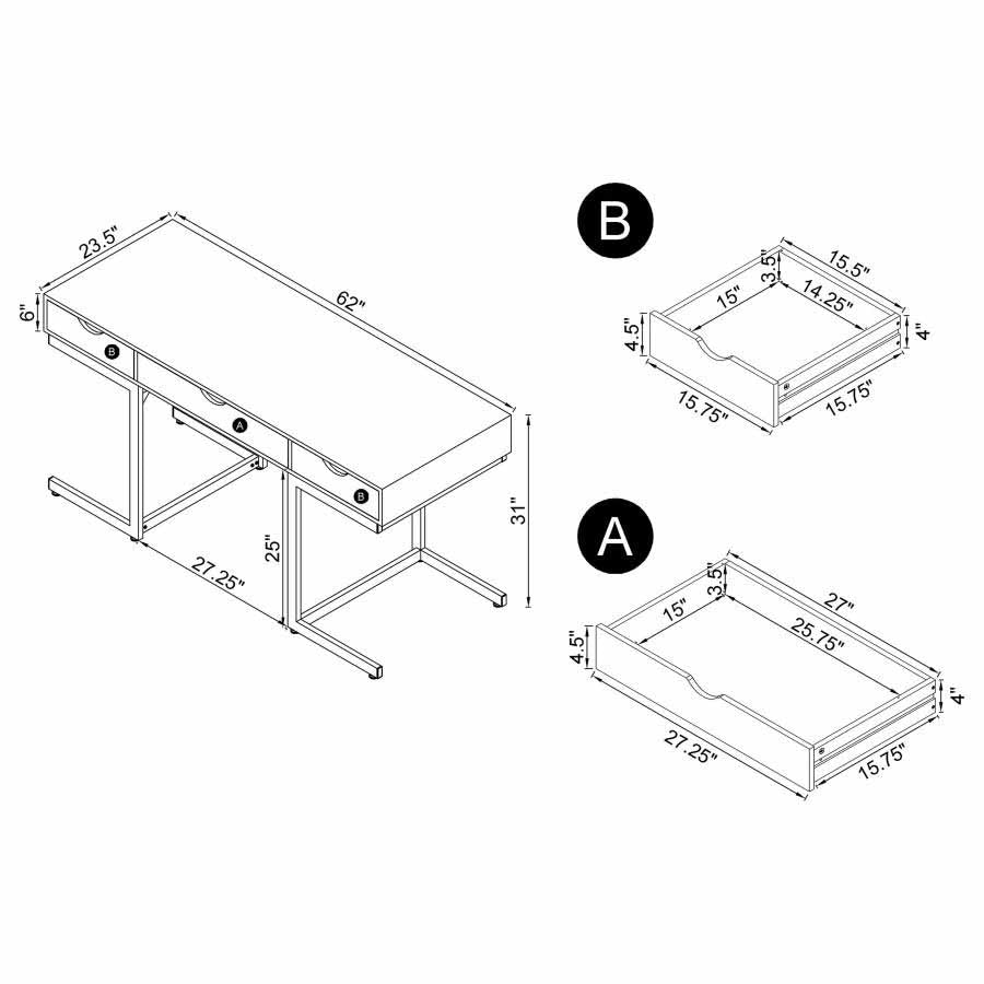 Noorvik 3-piece Desk Set by Coaster