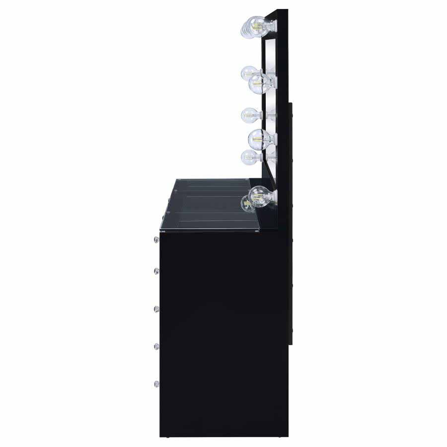 Acena Black 7-Drawer Vanity with Lighting by Coaster