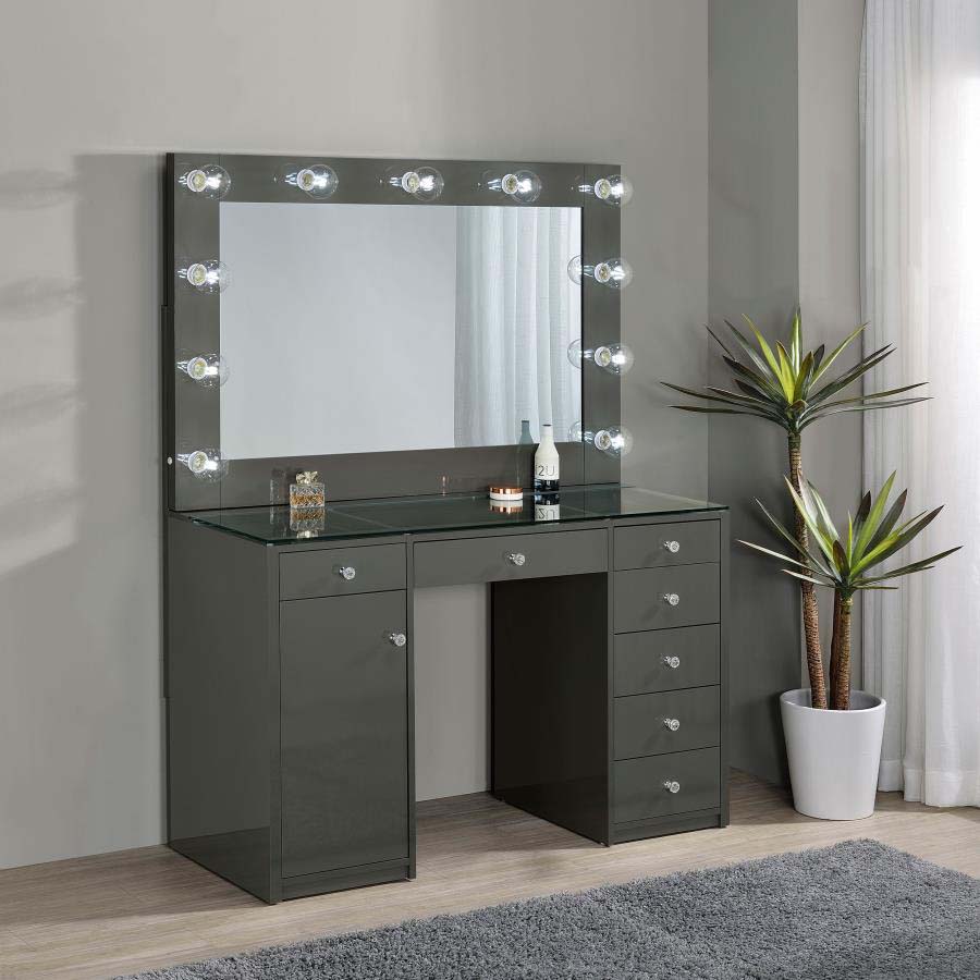 Acena Grey 7-Drawer Vanity with Lighting by Coaster