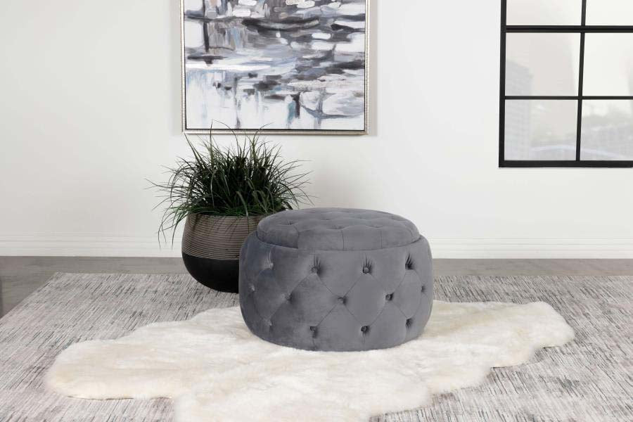 Angelina Steel Grey Storage Ottoman by Coaster