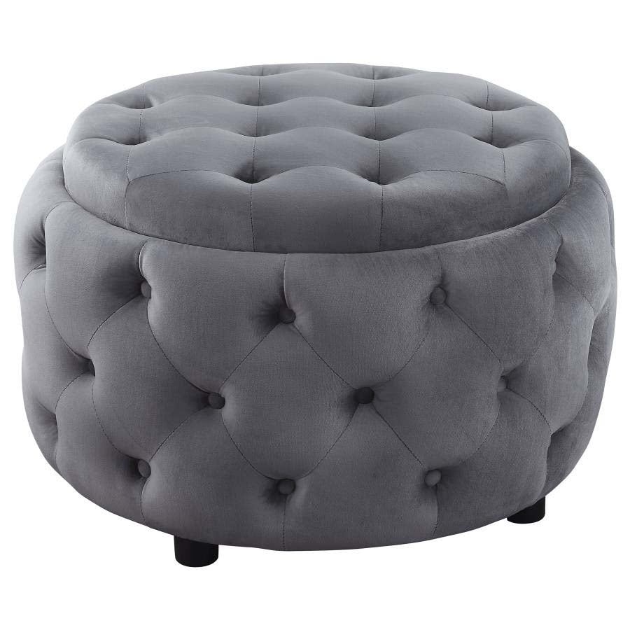 Angelina Steel Grey Storage Ottoman by Coaster