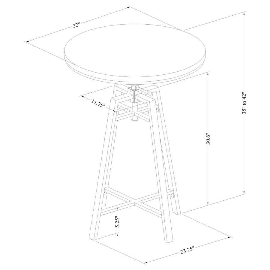 Bartlett Adjustable (35"-42") Bar Table by Coaster