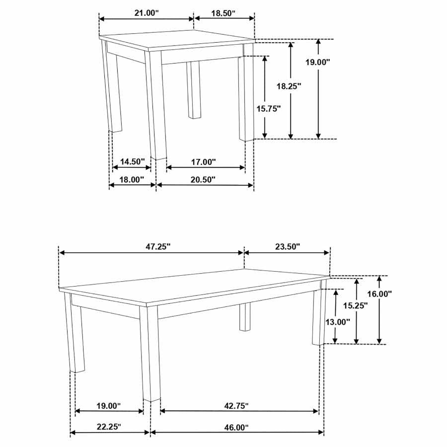 Bates White Table Set by Coaster