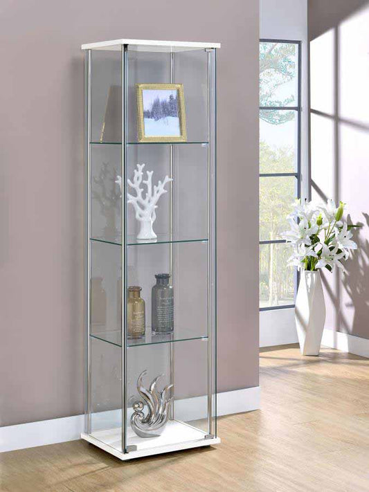 Bellatrix Glass White Curio Cabinet Cabinet by Coaster