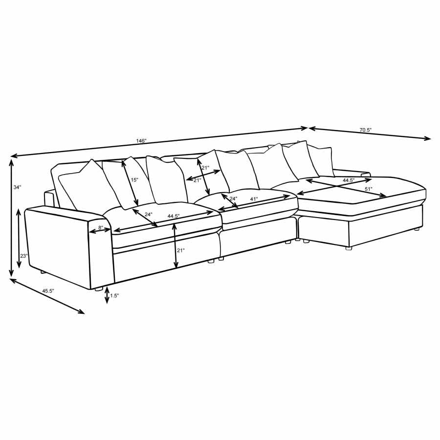 Blaine Sand Reversible Chaise Sectional Sofa by Coaster