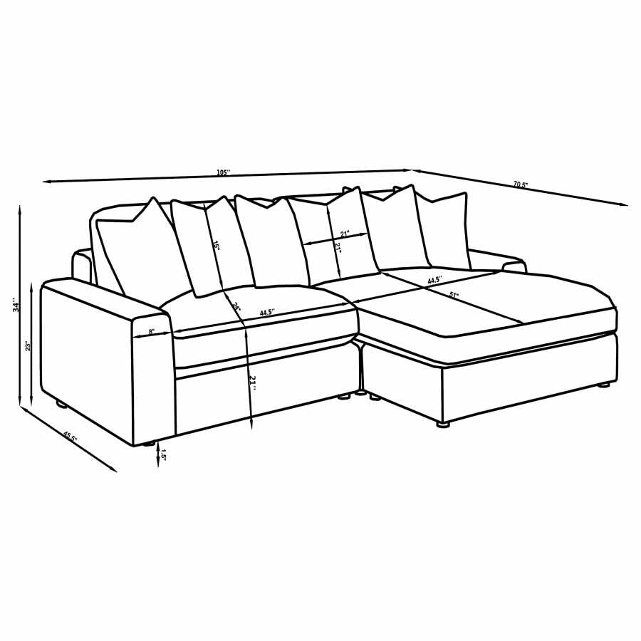 Blaine Fog Reversible Chaise Sectional by Coaster